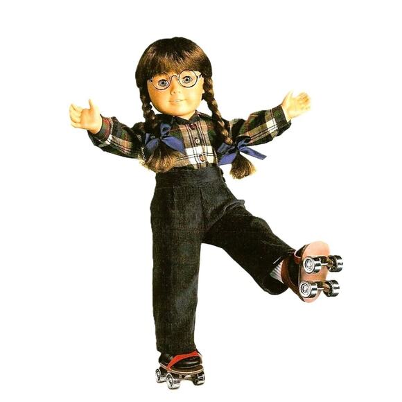 Pleasant Company Molly's After School Outfit + Brown Oxfords & Red Roller Skates - Picture 1 of 13